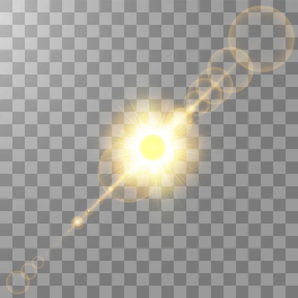 Vektor gennemsigtig sollys speciel linse flare lyseffekt. Solen isoleret på gennemsigtig baggrund. Glimlyseffekt – Stock-vektor