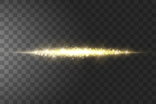 Brilho isolado efeito transparente dourado, brilho da lente, explosão, brilho, linha, flash solar, faísca e estrelas. Para ilustração modelo arte design, banner para o Natal comemorar, raio de energia flash mágico —  Vetores de Stock