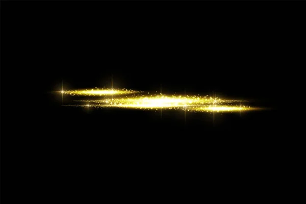 Glühen isoliert goldenen transparenten Effekt, Linsenschlag, Explosion, Glitzern, Linie, Sonnenblitz, Funken und Sterne. Zur Illustration Vorlage Art Design, Banner für Weihnachten feiern, Magie Blitz Energie Strahl — Stockvektor
