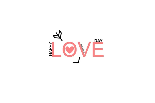Feliz Dia dos Namorados lettering isolado na ilustração do vetor de fundo branco. Saudação design romântico. Símbolo do amor . — Vetor de Stock