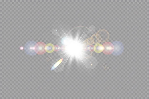 Vector transparante zonlicht speciale lens flare lichteffect. Zon geïsoleerd op transparante achtergrond. Lichte gloed, effect — Stockvector