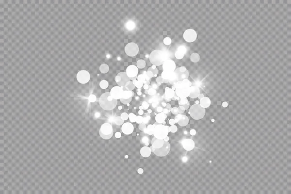 光の効果だ。ベクトルイラスト。クリスマス・フラッシュ・ダスト。白い火花と輝きの特別な光効果。透明感のある背景にベクトルが輝きます。輝く魔法の塵粒子 — ストックベクタ
