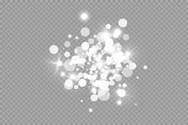 Gloeilamp effect. Vector illustratie. Kerstflitsstof. Witte vonken en glitter speciaal lichteffect. Vector schittert op transparante achtergrond. Sprankelende magische stofdeeltjes — Stockvector