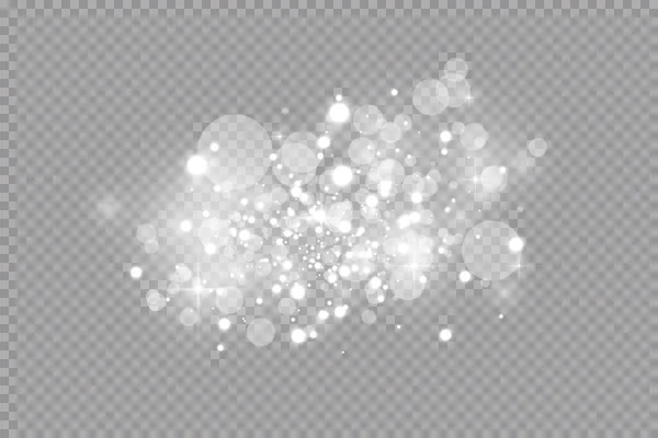 Gloeilamp effect. Vector illustratie. Kerstflitsstof. Witte vonken en glitter speciaal lichteffect. Vector schittert op transparante achtergrond. Sprankelende magische stofdeeltjes — Stockvector