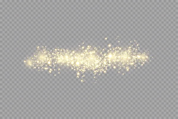 Golden étincelles paillettes effet de lumière spécial. Vector scintille sur fond transparent. Modèle abstrait de Noël. Particules de poussière magique étincelantes — Image vectorielle