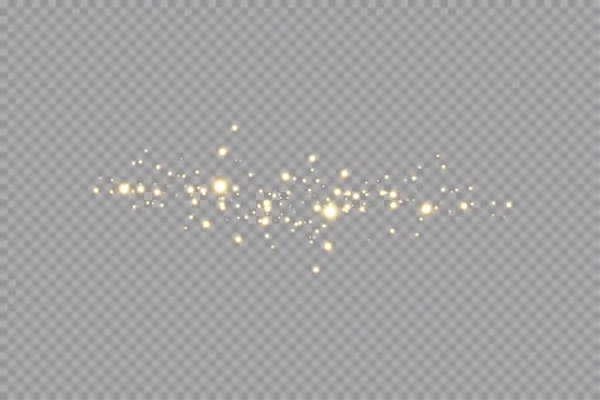 Golden étincelles paillettes effet de lumière spécial. Vector scintille sur fond transparent. Modèle abstrait de Noël. Particules de poussière magique étincelantes — Image vectorielle