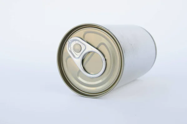 Tapa Pop Top Latas Sobre Fondo Blanco Latas Embalaje Lata — Foto de Stock