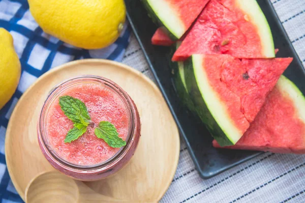 Smoothie Sandía Refrescar Sabroso Del Verano Los Beneficios Para Salud — Foto de Stock