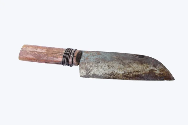 Eski Kirli Paslı Bıçak Izole Beyaz Arka Plan Üzerinde — Stok fotoğraf