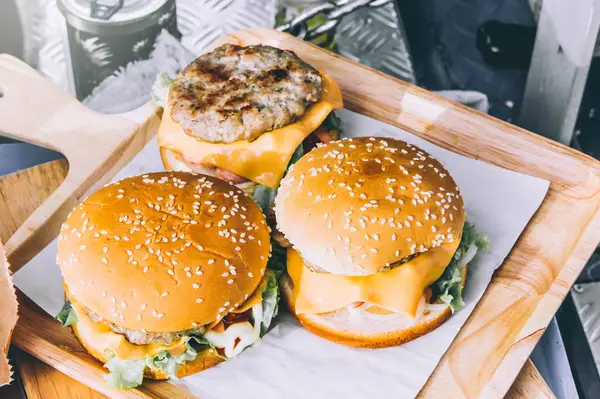 햄버거와 돼지고기 패스트 패스트 — 스톡 사진