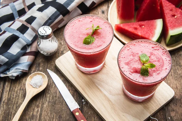 Batido Mistura Frutas Melancia Para Refrescar Saúde Para Beber — Fotografia de Stock