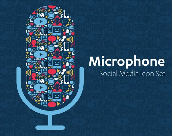 Sociale Media iconen mic, microfoon — Stockvector