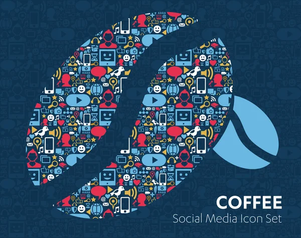 Ícones de mídia social Café Feijões Café —  Vetores de Stock