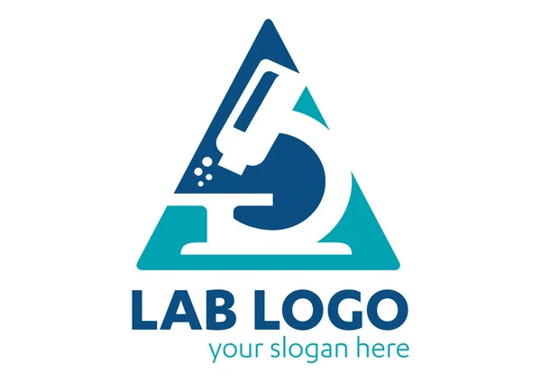 Laboratorio. Modello logo vettoriale, università, universo, microscopio, medico, istruzione — Vettoriale Stock