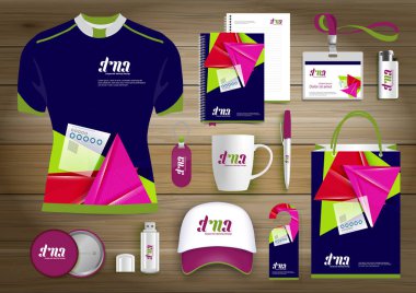 Hediye öğeleri iş kurumsal kimlik, vektör soyut renk promosyon Hatıra Eşyası tasarımı 