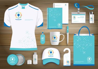 Hediyelik eşyalar, renk promosyon Hatıra Eşyası tasarım teknoloji hatları ile kurumsal kimlik bağlantı için ağ. Kırtasiye seti, dijital teknoloji şablon