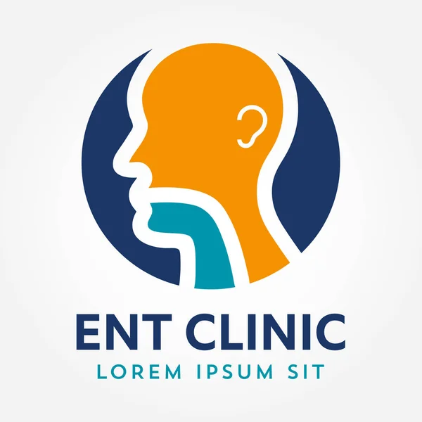 Шаблон логотипу ENT. Голова для вуха, носа, лікарів-спеціалістів з горла. концепція логотипу. Піктограма лінійного вектора. Підходящий інсульт. Плоска лінійна ілюстрація ізольована на білому тлі — стоковий вектор