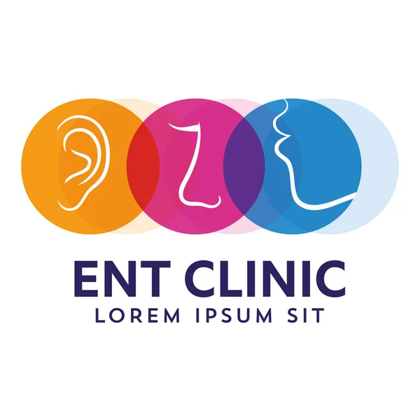 Шаблон логотипу ENT. Голова для вуха, носа, лікарів-спеціалістів з горла. концепція логотипу. Піктограма лінійного вектора. Підходящий інсульт. Плоска лінійна ілюстрація ізольована на білому тлі — стоковий вектор