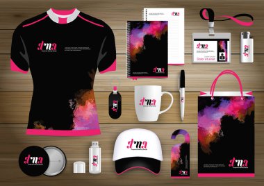 Hediye öğeleri güzellik iş kurumsal kimlik, vektör soyut renk promosyon Hatıra Eşyası tasarımı çapraz çizgiler için origami elemanları ile. bağlantı dijital teknoloji şirketi kırtasiye seti, 