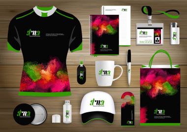 Hediye öğeleri güzellik iş kurumsal kimlik, vektör soyut renk promosyon Hatıra Eşyası tasarımı çapraz çizgiler için origami elemanları ile. bağlantı dijital teknoloji şirketi kırtasiye seti, 