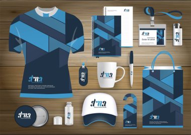 Vektör soyut Kırtasiye düzenlenebilir kurumsal kimlik tasarım şablonu, Hediyelik eşyalar iş renk promosyon Hatıra Eşyası öğeleri. dijital teknoloji kırtasiye seti bağlantı, 