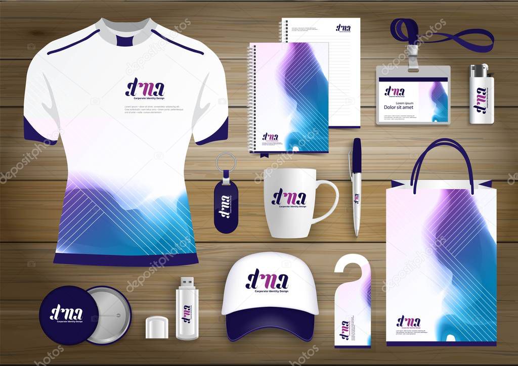Vector abstract stationery Editable corporate identity template design, Gift Items business Color promotional souvenirs elements. link digital technology Stationery set,