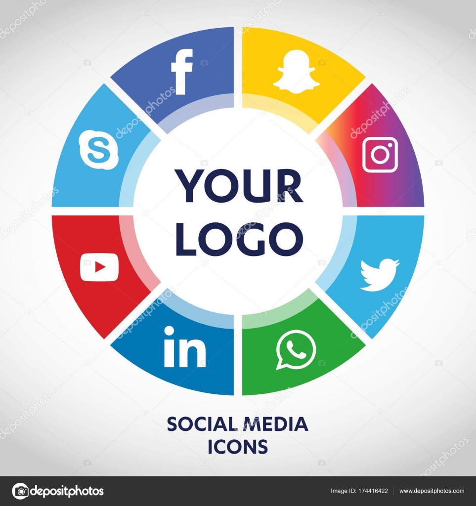 Flat icons technology, social media, network, computer ...