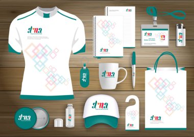 Hediye öğeleri iş kurumsal kimlik, vektör soyut renk promosyon Hatıra Eşyası tasarımı çapraz çizgiler için origami elemanları ile. bağlantı dijital teknoloji şirketi kırtasiye seti, 