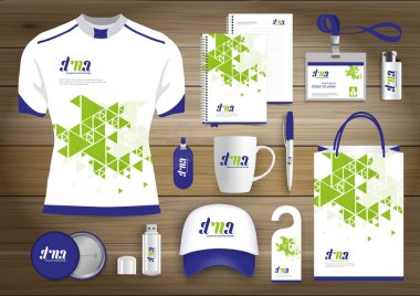 Hediye öğeleri iş kurumsal kimlik, vektör soyut renk promosyon Hatıra Eşyası tasarımı çapraz çizgiler için origami elemanları ile. bağlantı dijital teknoloji şirketi kırtasiye seti, 