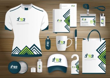 Hediye öğeleri iş kurumsal kimlik, vektör soyut renk promosyon Hatıra Eşyası tasarımı çapraz çizgiler için origami elemanları ile. bağlantı dijital teknoloji şirketi kırtasiye seti, 