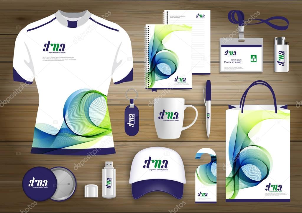 Gift Items business corporate identity, Vector abstract Color promotional souvenirs design with origami elements for diagonal lines. link digital technology company Stationery set,