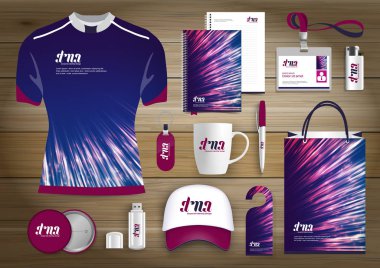 Hediye öğeleri iş kurumsal kimlik, vektör soyut renk promosyon Hatıra Eşyası tasarımı çapraz çizgiler için origami elemanları ile. bağlantı dijital teknoloji şirketi kırtasiye seti, 