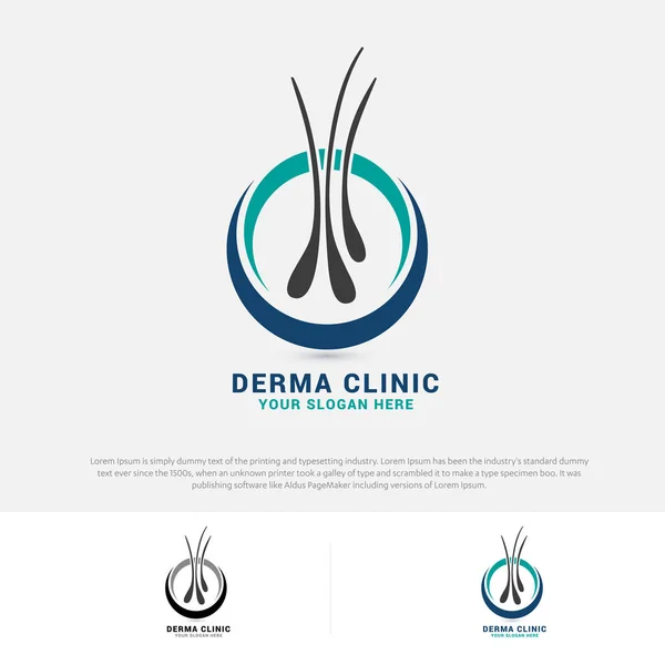 Cuidado Del Cabello Dermatología Logo Icono Conjunto Con Símbolos Foliculares — Archivo Imágenes Vectoriales