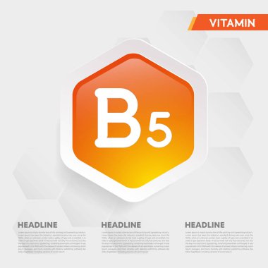 Vitamin B5 simgesi bırakma koleksiyonu altın damla vitamin kompleksi Medikal Heath Vector illüstrasyonu