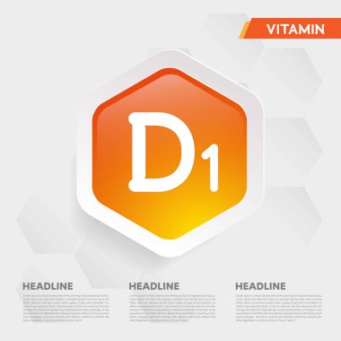 Vitamin D1 simgesi bırakma koleksiyonu altın damla vitamin kompleksi Medikal Heath Vector illüstrasyonu
