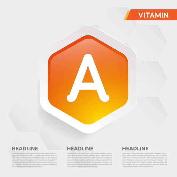 Vitamini Ikonu Bırakma Koleksiyonu Altın Damla Vitamin Kompleksi Medikal Heath — Stok Vektör