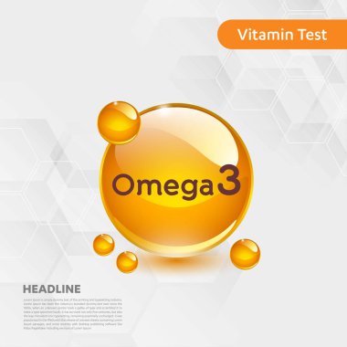 Omega3  icon collection Vector illustration golden drop