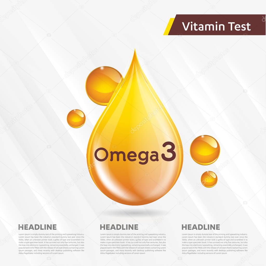 Omega3  icon collection Vector illustration golden drop