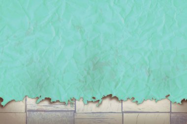 Arka plan mavi buruşuk kağıt ve tahta Mozaik