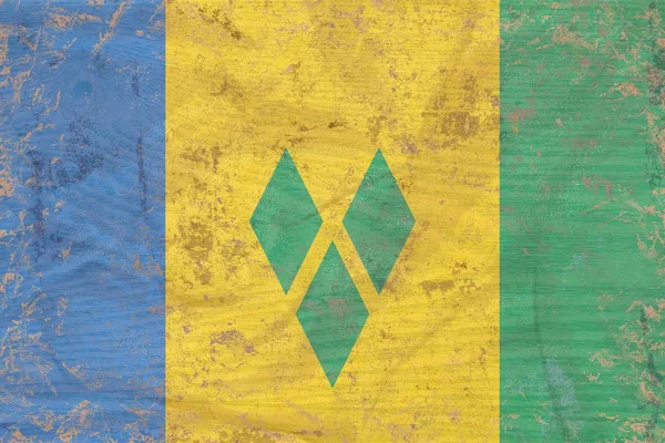Saint Vincent und die Grenadinen Flagge Textur auf altem Holz — Stockfoto