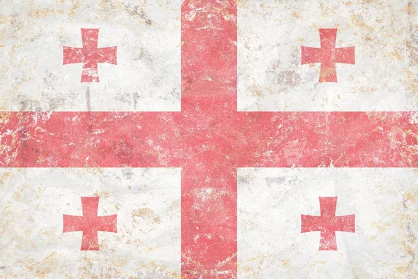 Textura de la bandera de Georgia antigua sobre papel de saco arrugado — Foto de Stock