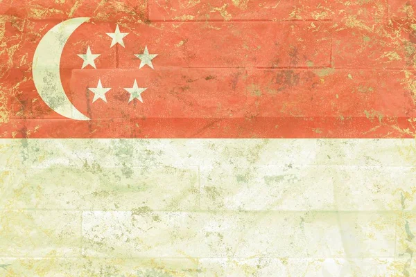 Большой флаг Сингапура на фоне грубого сланца — стоковое фото