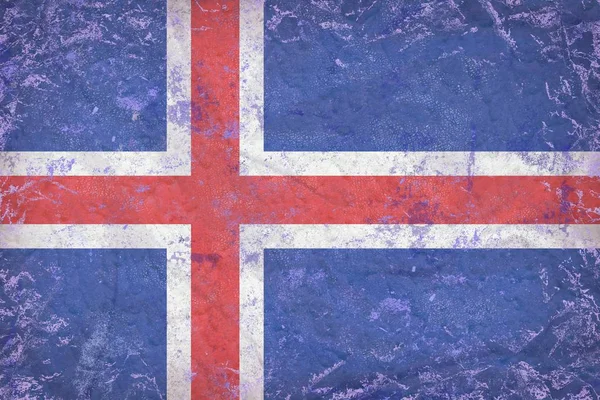 Vieille texture du drapeau d'Islande sur plâtre rugueux — Photo