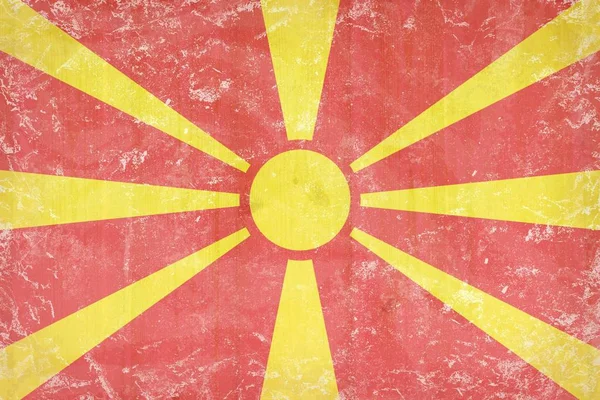 Grunge Makedonia-flagg på treplanker – stockfoto