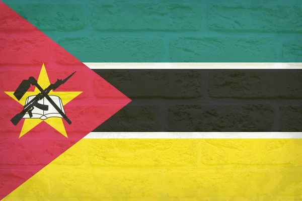 老式莫桑比克国旗纹理砖 — 图库照片