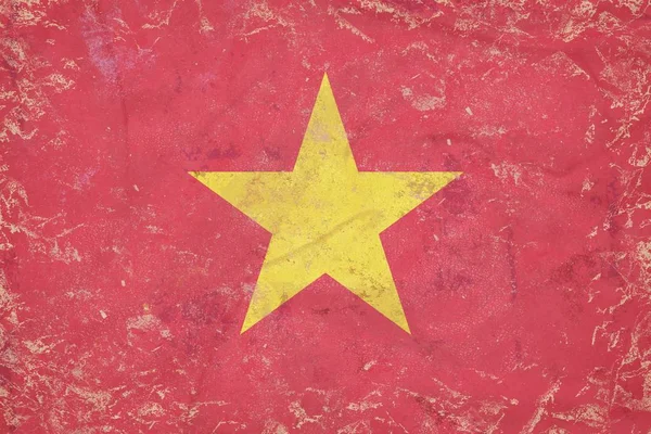 Bendera Vietnam lama pada beton — Stok Foto