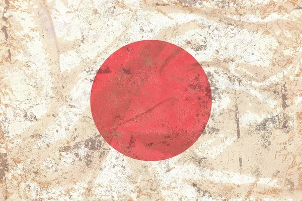 Japan flag pattern  on stone