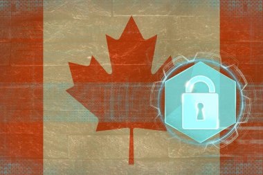 Korunan Kanada ağı. Dijital emniyet konsepti.