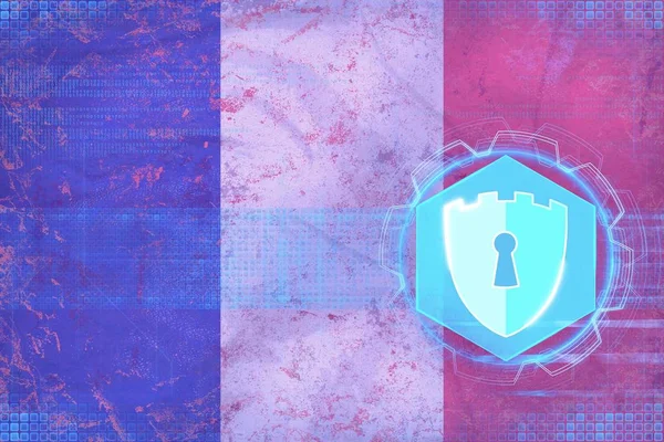 Frankreich Netzwerksicherheit. Elektronisches Sicherheitskonzept. — Stockfoto