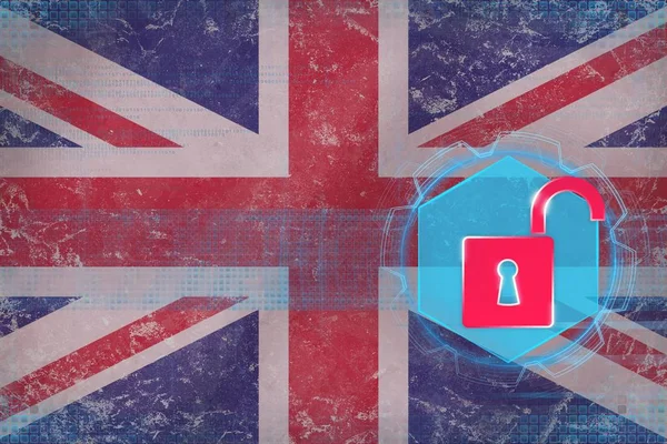 United Kingdom (uk) Netzwerk ungeschützt. Digitales Sicherheitskonzept. — Stockfoto